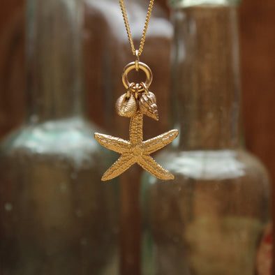 Starfish cluster neckchain - all gold